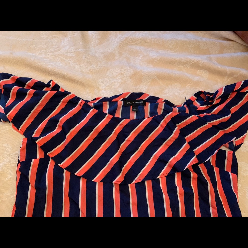 Blue and Orange Stripe Blouse